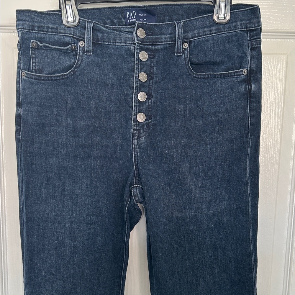 GAP Women's Dark Blue High Rise Flare Jeans 14/32R